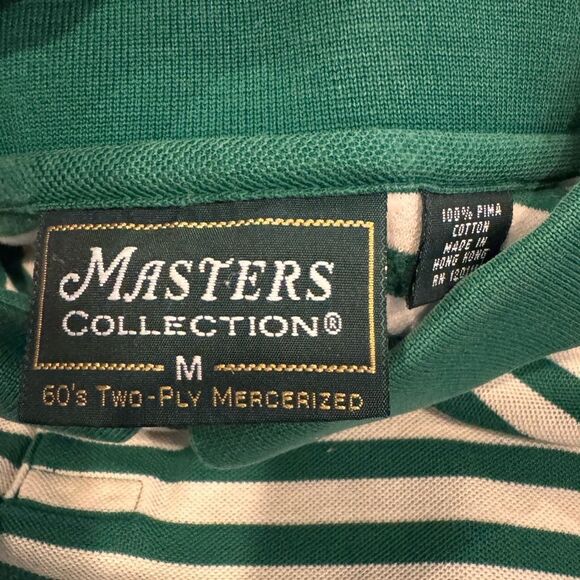 Masters Collection Mens Golf Shirt Green White Striped Augusta National M - Picture 4 of 6